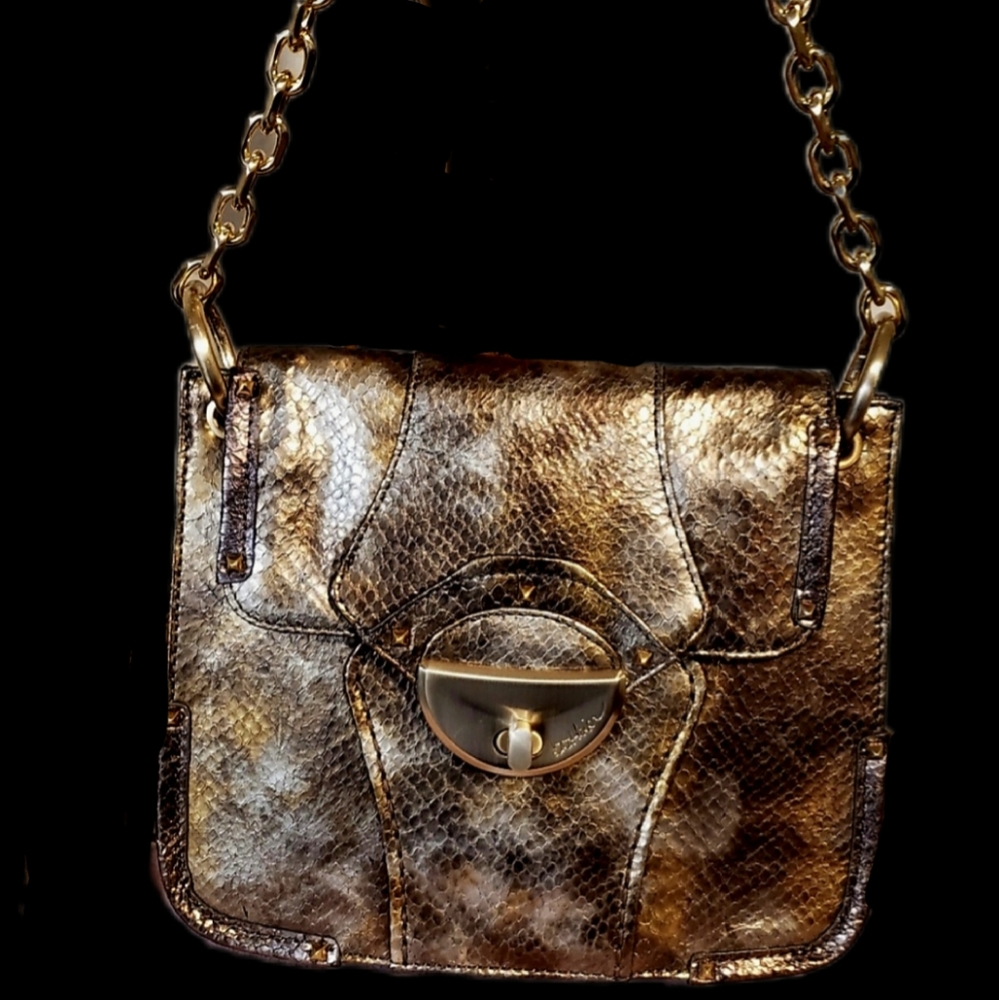 Botkier Met. Python Emb. Ltr Matte Gold Accents H… - image 1